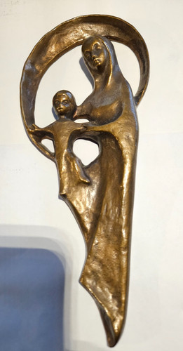 Bronze relief madonna mit - bronze,
