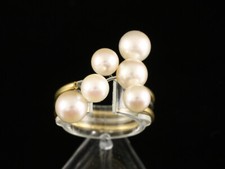 Schmuckwerk 3 Ringe mit Perle   750/- Gelbgold & 950/- Platin