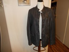 * Gipsy Mauritius * tolle Lederjacke mit kl. Stehkragen Grau VINTAGE Gr. L s.M