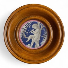 Wandteller mit Holzrahmen, Victoria China Czechoslovakia, Vintage Dekoration