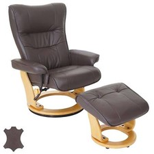MCA Relaxsessel Montreal, Fernsehsessel Hocker, Echtleder 130kg belastbar 64022