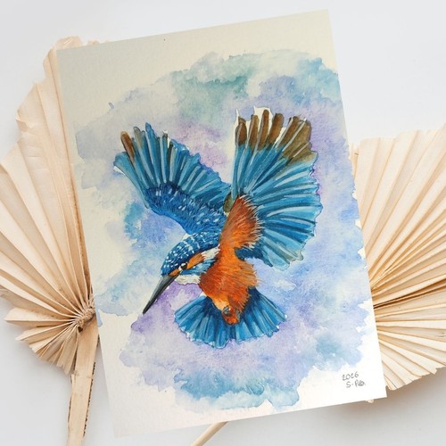 Mini eisvogel gemälde - eisvogel,