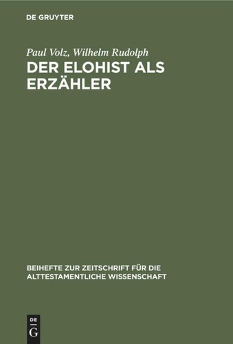 Der elohist als erzähler - der,
