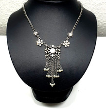 Collier Modeschmuck Halskette mit Kristall und Perlen silberfarben von Heine NEU