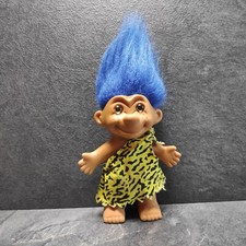 90er Troll Mit Sommersprossen & Steinzeit-Kleidung & Blaue Haare Ca. 12,5cm Groß