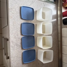 Tupperware Gefrier-Behälter 800ml,weiß-blau,gebraucht 4 Stück