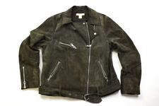 H&M Leder Jacke Jacket Biker Motor Cycle Rad Leather Grün Green Damen Woman 44