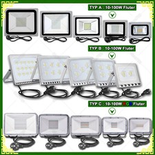 10W 20W 30W 50W 100W LED Fluter mit Stecker Außen Strahler SMD Scheinwerfer IP67