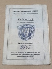 KFZ Brief Zulassung DDR