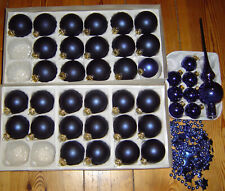 VINTAGE Christbaumschmuck älterer Baumschmuck in BLAU 42 Teile KUGELN Baumspitze