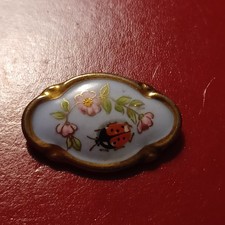 "BAUSCHER" Porzellan-Brosche mit Blumen-Handmalerei - alter Trachtenschmuck ! 