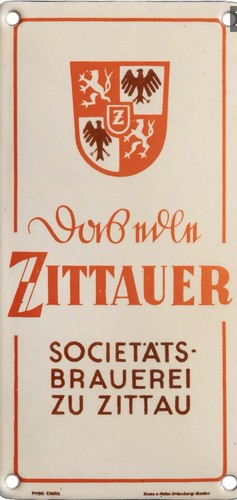 Zittauer brauerei emailschild - zittauer,