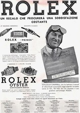 WERBUNG 1933 ROLEX PRINCE OYSTER UHREN UHREN MALCOLM CAMPBELL RECORD MAN