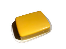 Dibbern Solid Color Schönwald - Butterdose Sonnengelb / WEISS (weißes Unterteil)