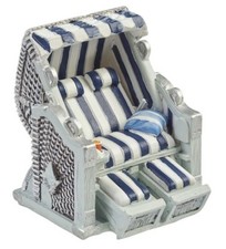 Miniatur Strandkorb blau weiss 7 cm Figur Deko Urlaub Ferien Ostsee Mini 