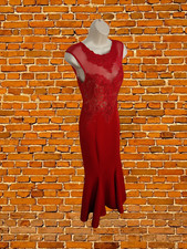 LIPSY LONDON ROTES KLEID GRÖSSE UK 8 DAMEN BALLKLEID ABSCHLUSSBALL SPITZE ÄRMELLOS MAXI LANG