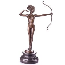 Art Deco Bronze Skulptur Akt Frau mit Knoten nach "M. Bouraine"
