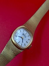 BWC Swiss Damen Armbanduhr Vintage Handaufzug Gold Optik Mesharmband Retro