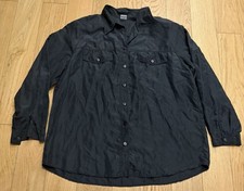 Pure Silk Vintage Seidenhemd Hemd  Gr:48 schwarz Knopf MIT TASCHE 100%Seiden aab