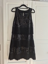 Fransenkleid Schwarz Comma M