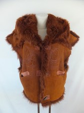 THE PEOPLE OF THE LABYRINTHS Lederweste Pelzweste mit Kapuze 40 / 42 / 44 braun