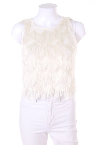 Zara crop top fransen weiß - fransen,