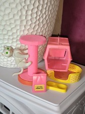 Cl2) Alte süße Barbie Katze Fluffy mit Zubehör Vintage 80er grüne Augen 