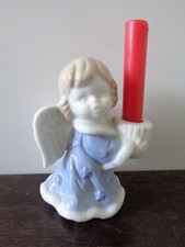 KERZENHALTER ° Kerzenleuchter ° Engel ° Porzellan ° blau/weiß