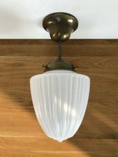 Deckenlampe Jugendstil Hängelampe Antik Messing Lampe Tropfen Opalglas Artdeco