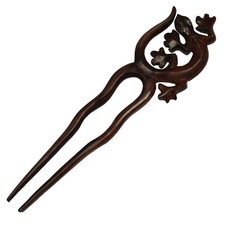 Exclusive Haarnadel Haargabel Haarforke Holz Gecko Design Wood Hairpin HN277