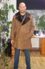 Lammfell Mantel Herren 70er Vintage Nostalgie Echtleder Schafswolle Gr L