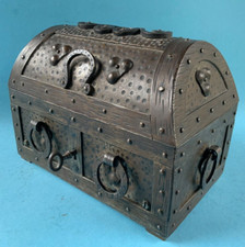 Eisen Kassette Truhe Schatulle Kasse Metall-Kästchen Box Casket Cassette ~1900