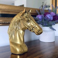 Messing Figur Pferd Skulptur Büste Pferdefigur Tierfigur Statue Hengst Deko Guss