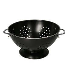Edelstahl - Seiher Sieb 23cm in Schwarz Retro-Stil Abtropfsieb Nudelsieb Salat