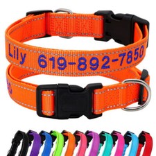 Hundehalsband Bestickt mit Name Telefonnummer Personalisiert Reflektierend Nylon