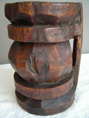 Antiker mörser holz - mörser,