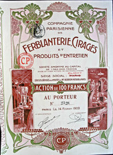Comp. Paris. Ferblanterie , Cirages histor. Aktie Paris 1903 Frankreich France