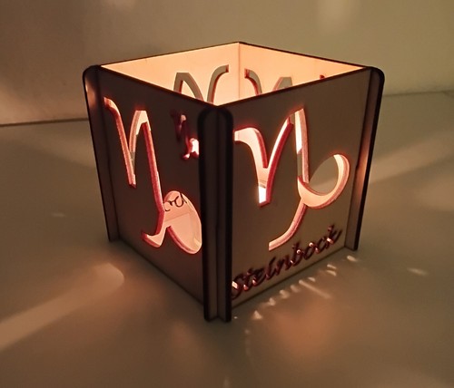 Windlicht steinbock aus holz - windlicht,