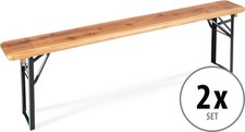 2 klappbare Bierzeltbänke in Natur mit 177 cm Länge für Camping, Balkon & Garten