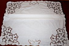 Schöne Leinen Mitteldecke-Handarbeit-Weißstickerei-Richelieu-Tischdecke