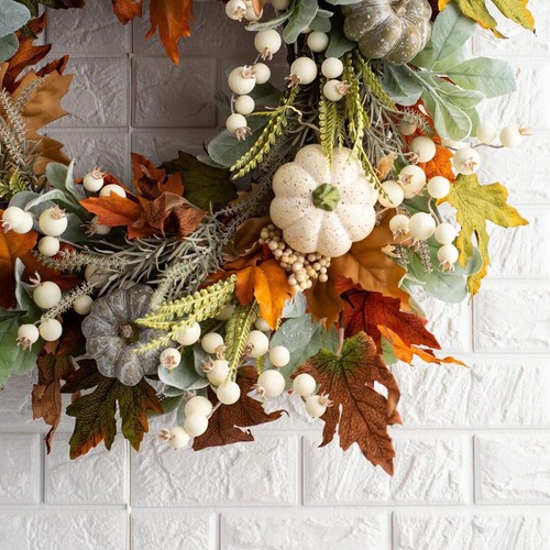 Kunststoff herbstkranz mit - kunststoff,