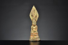 Smalll votive figure of the seated Buddha, gilded bronze, Shan States (Burma)