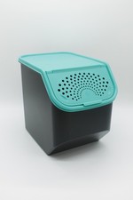 Tupperware Kartoffel-Lagerbox Schwarz/Türkis – Vorratsdose mit Lüftungsdeckel