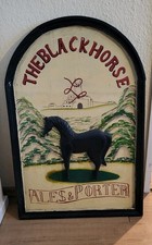 Holz Werbeschild ●○THE BLACK HORSE○● Bierwerbung Pub Werbung Bier Pferd Alt Deko