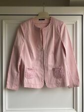 Jacke Blazer Damen 42 rosa mit Spitze ohne Kragen Reißverschluss
