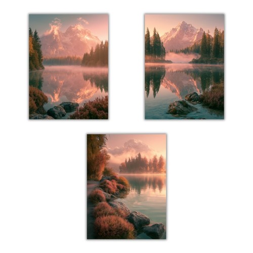 Bergsee panorama poster - poster, 3er