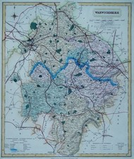 Antike Landkarte WARWICKSHIRE