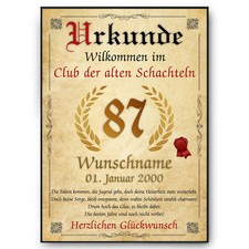 87. Geburtstag Urkunde
