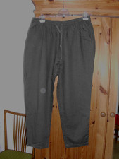 Yessica Hose mit Gummizug und Bindeband Gr. 44 - 55 % Leinen - braun/schlamm
