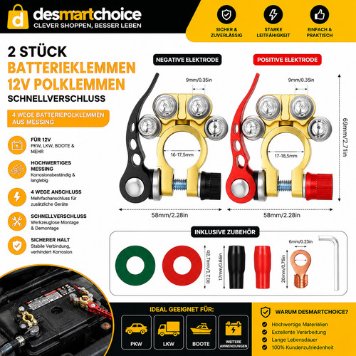 12v batterieklemmen - 2x,
